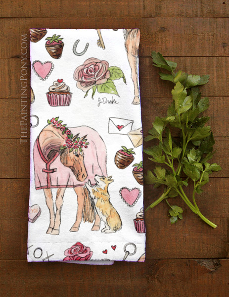 Valentine Fun Horse Pattern Hand Towel