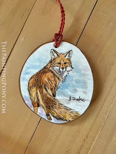 Cute Fox Art ORIGINAL Hand Painted Watercolor Ornament