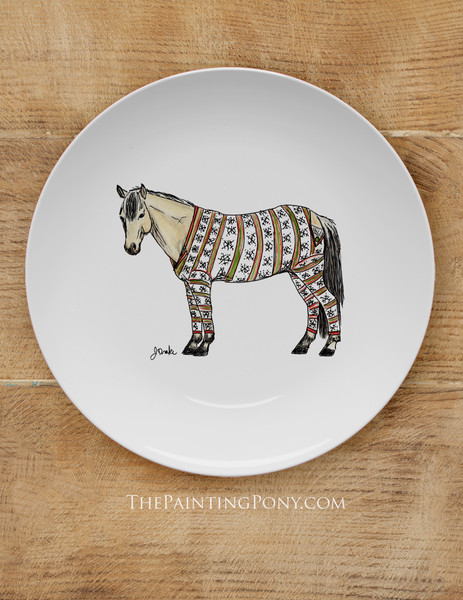 Christmas Pajama Pony Equestrian 10" Dinner Plate