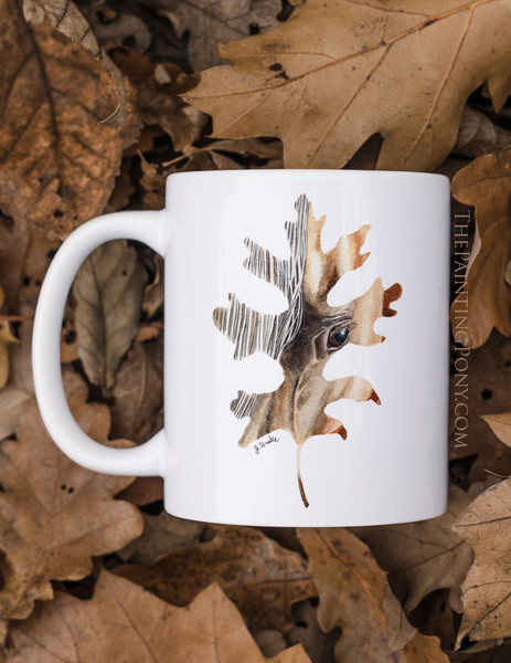 Fall Leaf Horse Art Equestrian Coffee Mug