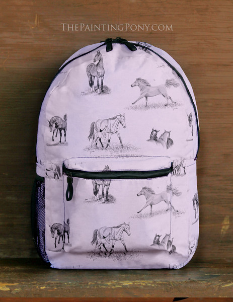 Horse Sketches Pattern Equestrian Backpack (other colors available)