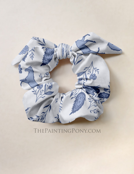 Country Floral Horse Pattern Equestrian Hair Tie Scrunchie