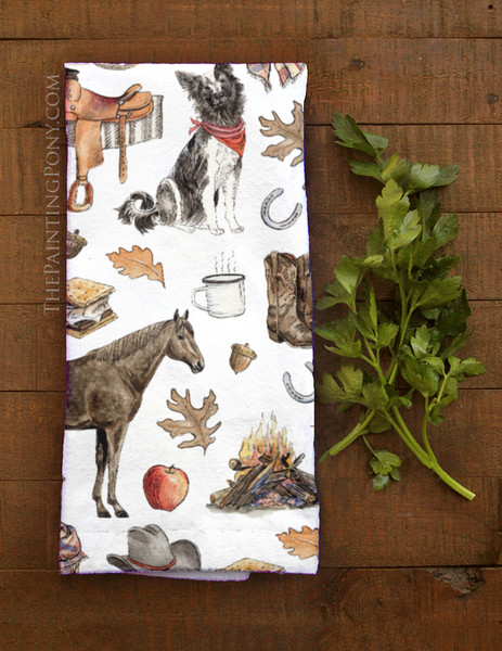 Fall Smores Fun Western Horse Lover Hand Towel