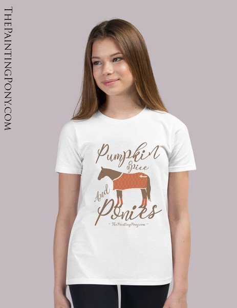 Pumpkin Spice & Ponies Equestrian Youth T-Shirt