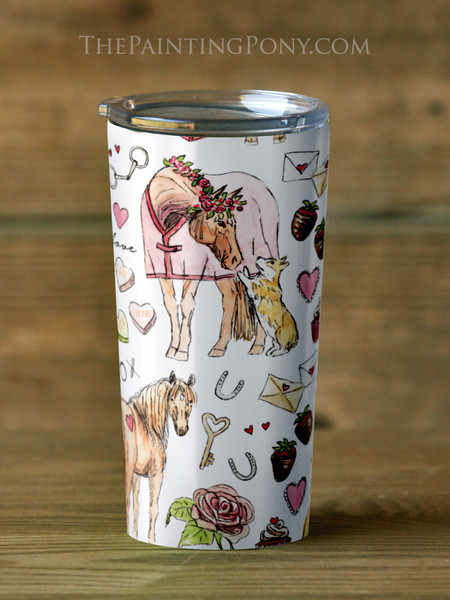 Valentine Fun Horse Pattern Equestrian Travel Tumbler