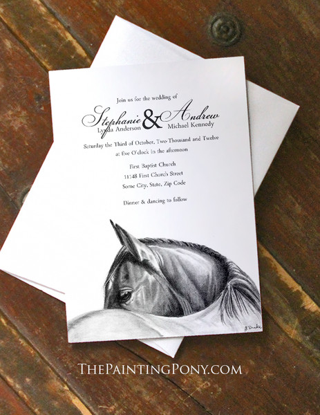 Horse Head Sketch Equestrian Invitation (10 pk)