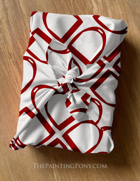 Horse Stirrups Pattern Equestrian Furoshiki Fabric Gift Wrap