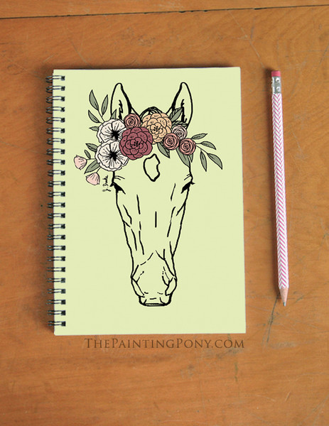 Floral Horse Head Graphic Equestrian Spiral Notebook
