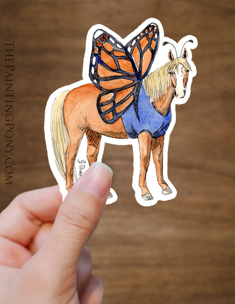 Fall Butterfly Horse Costume Equestrian Kiss-Cut Vinyl Sticker