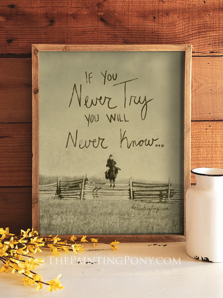 If You Never Try Equestrian Typography Print