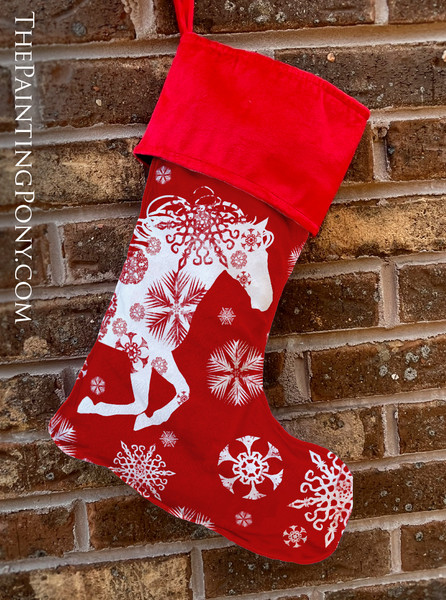 Festive Snowflake Horse Christmas Stocking