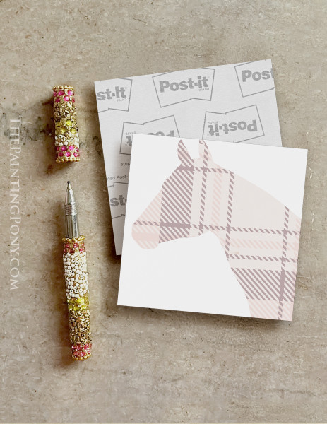 Plaid Horse Head Equestrian Sticky Notes