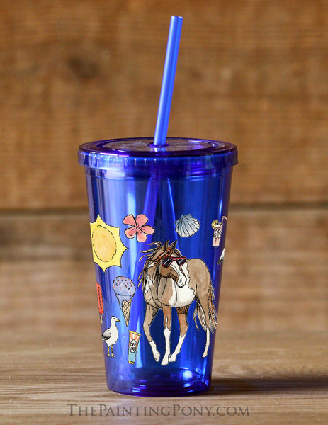 Summer Fun Equestrian Sedici Tumbler Cup with Straw