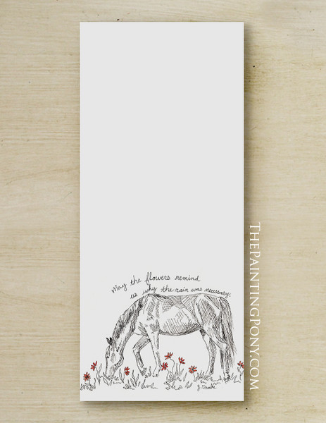 May The Flowers Remind Us Horse Art Equestrian Notepad
