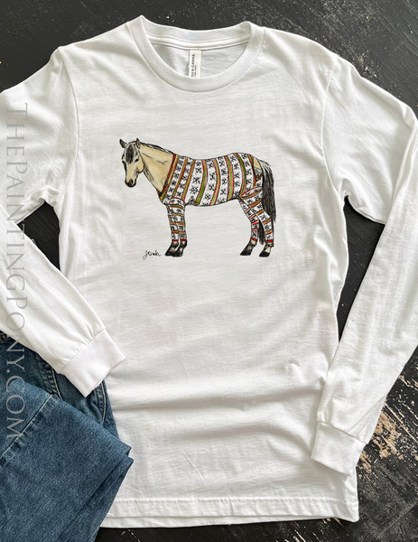 Christmas Pajama Pony Equestrian Long Sleeve Tee Christmas Pajama Pony Equestrian Long Sleeve Tee