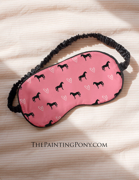 Hearts and Horses Pattern Equestrian Sleep Mask