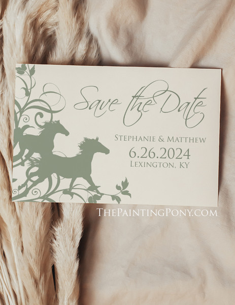 Wild Horse Flourishes Save The Date Cards (10 pk) (You Pick The Colors)