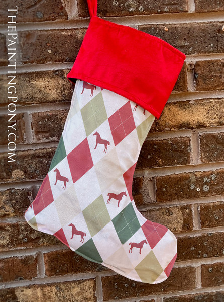 Harlequin Pattern Horse Christmas Stocking