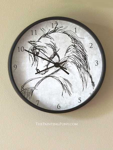 Rustic Horse head Sketch Wall Clock