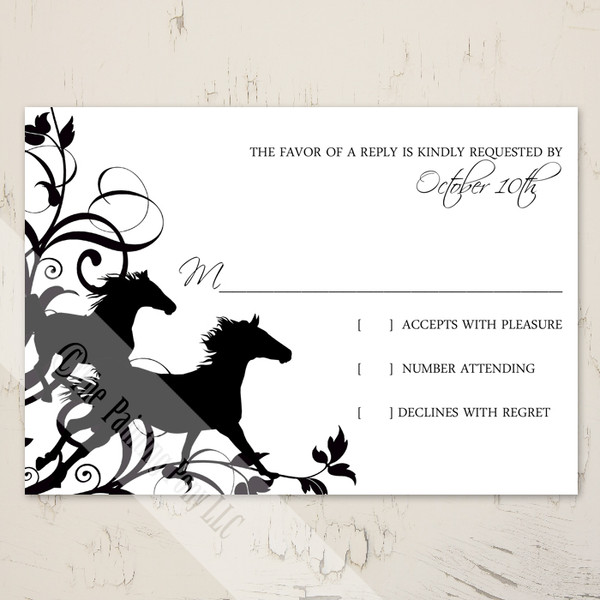 Wild Horses Equestrian Wedding RSVP card