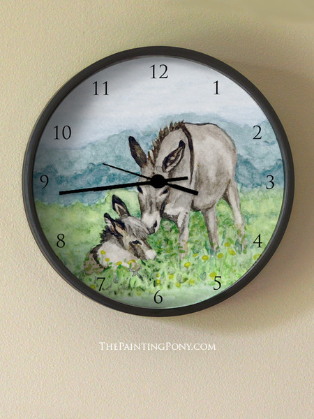 Miniature Donkey Mom Wall Clock