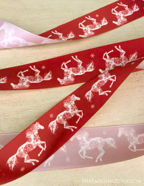 Snowflake Horse Christmas Ribbon