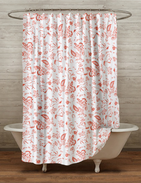 Country Floral Horses Shower Curtain