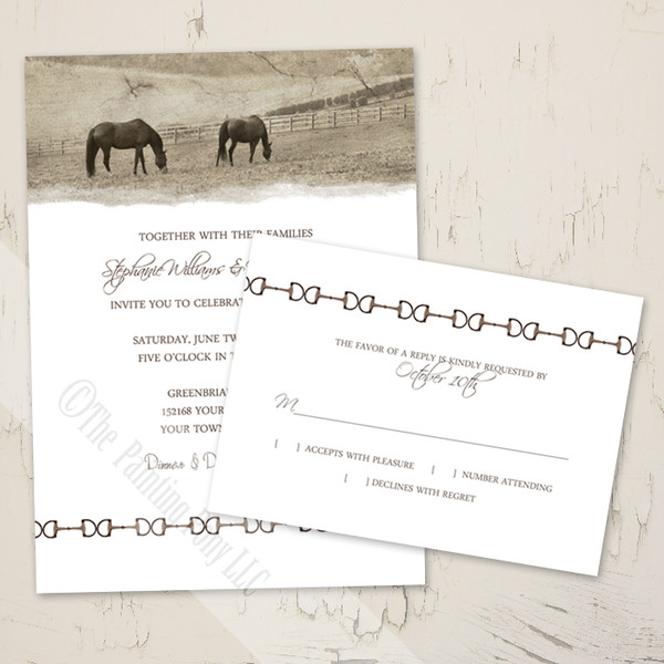 Country Horse Farm Wedding RSVP card (10 pk)