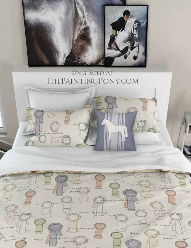 Equestrian Pattern Print Duvet Cover Bedding Set