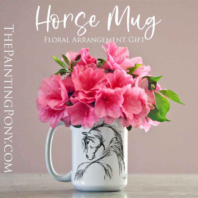 DIY Floral Arrangement Gift Horse Mug