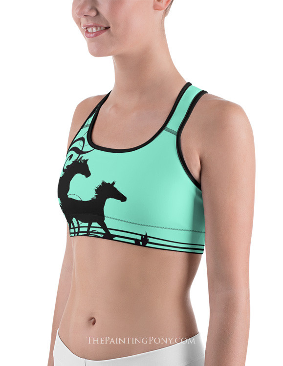 Wild Horses Equestrian Sports Bra The Painting Pony
