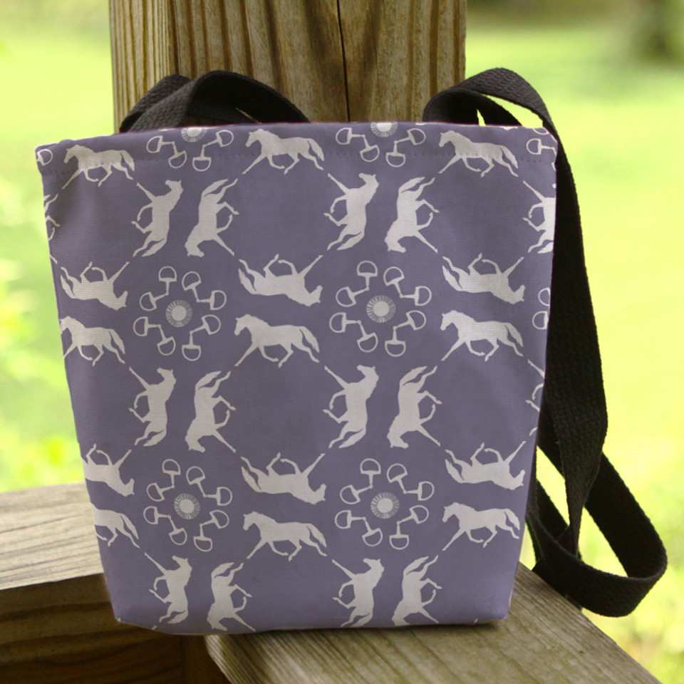 Faded Blue Trotting Ponies Pattern Tote Bag - The Painting Pony