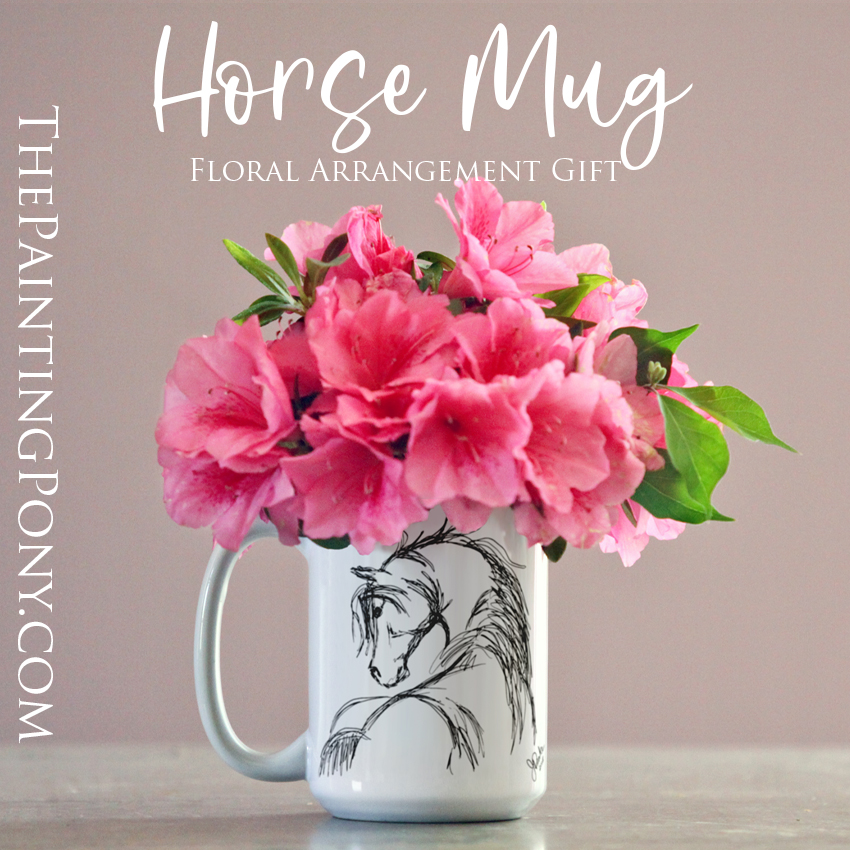 DIY Floral Arrangement Gift Horse Mug - The Painting Pony