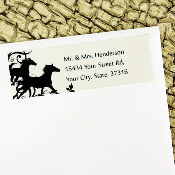 wild horses equestrian wedding return address labels