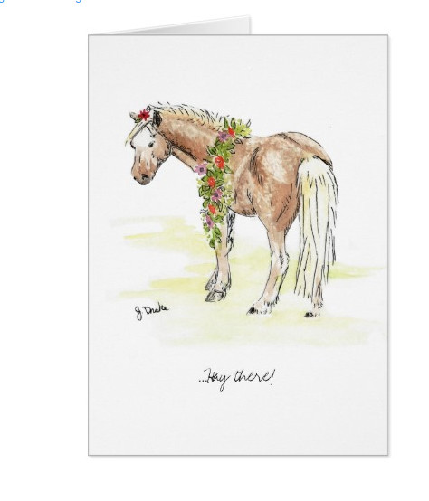 邦楽 Greeting Cards by Pony Tail Whimsical Pony Birthday Greeting Card - The Painting Pony