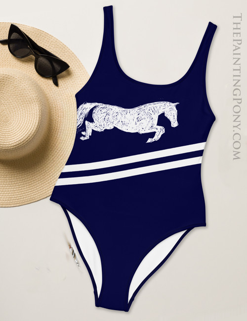 Sporty Jumping Horse Equestrian Swim Suit - The Painting Pony