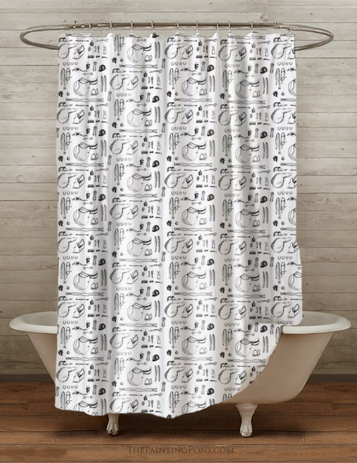Horse Show Essentials Equestrian Shower Curtain The Painting Pony