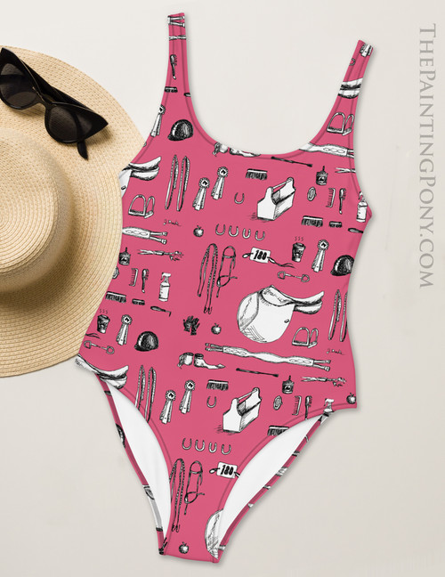 Horse Show Essentials Pattern Equestrian Swim Suit - The Painting Pony