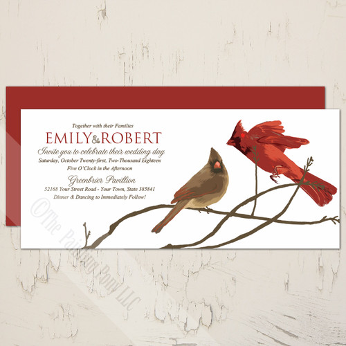 Winter Cardinals Wedding Invitation (10 pk) - The Painting Pony
