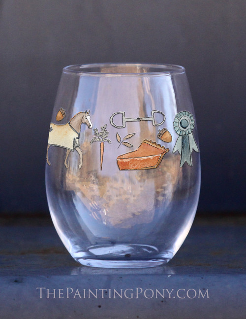 Fall Fox and Pony Fun Stemless Wine Glass - The Painting Pony