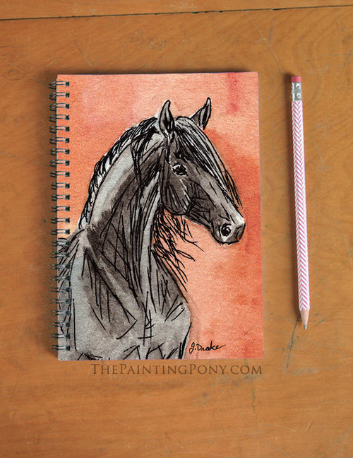 horse black pen drawing
