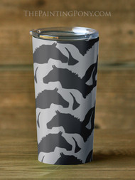 Horse Head Camo Pattern Equestrian Travel Tumbler