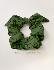 Horse Shoes Clover Pattern Equestrian Hair Tie Scrunchie