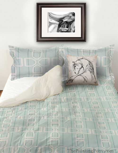 English Horse Stirrups Patterned Bedding Set