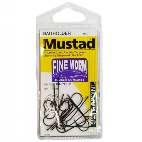 Mustad Fine Worm Fishing Hooks Single Packet