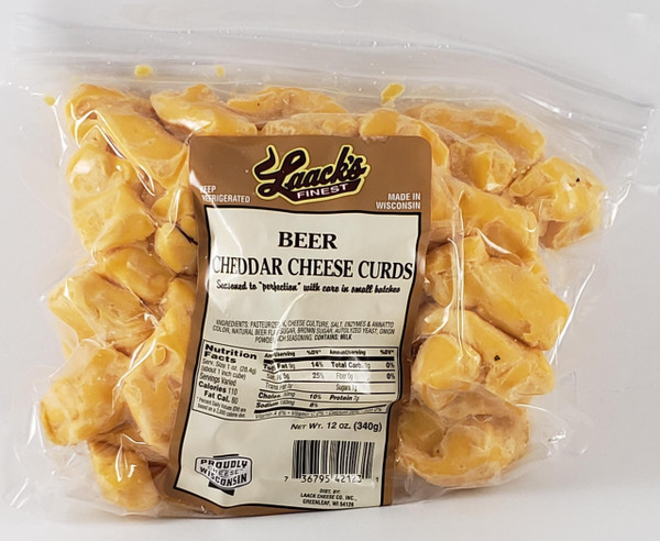 Beer flavored cheddar cheese curds