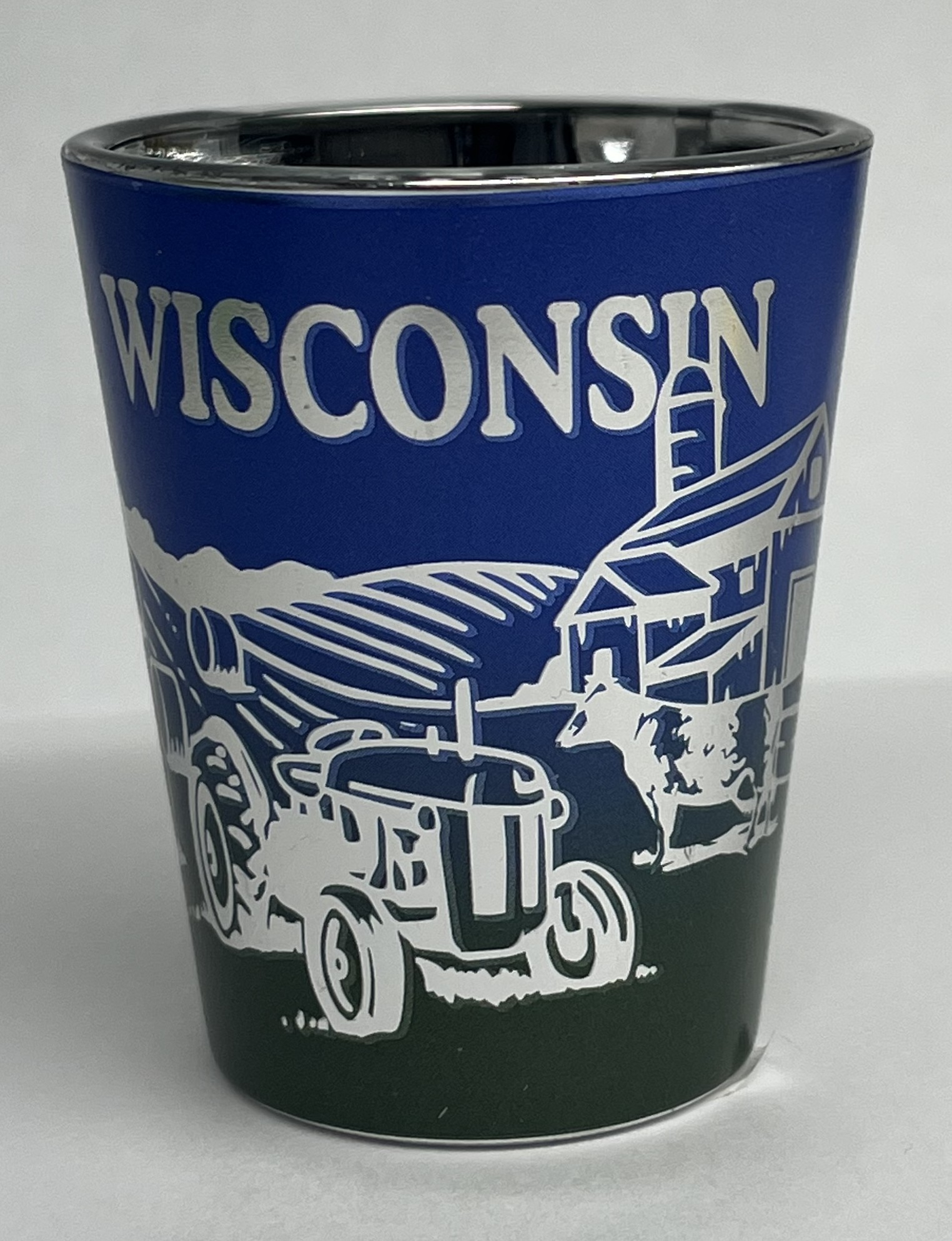 Wisconsin blue/green Shot Glass