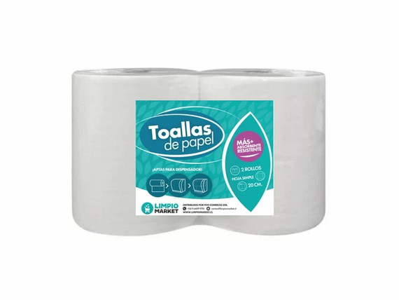 Toalla Papel Jumbo Una Hoja 2 Rollos x 190 metros