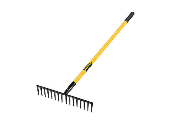 Rastrillo recto Truper de 16 dientes con mango de fibra de vidrio de 60"