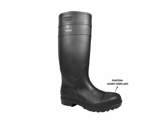 Bota Bufalo Pvc Punta Acero Negra